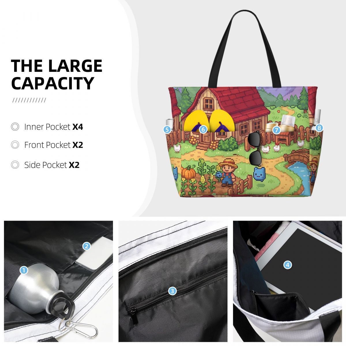 Borsa tote da spiaggia Stardew - Yoga Fitness Videos Free recensione e prezzo