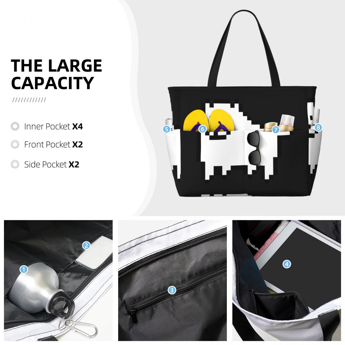 Borsa tote grande da spiaggia, - Yoga Fitness Videos Free recensione e prezzo