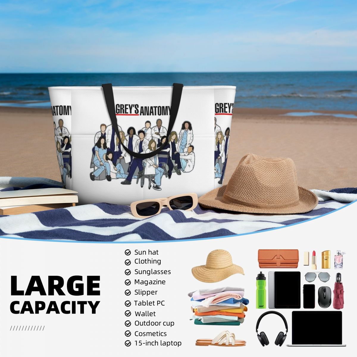 Borsa tote da spiaggia Grey's  - Yoga Anatomy Of Fitness recensione e prezzo