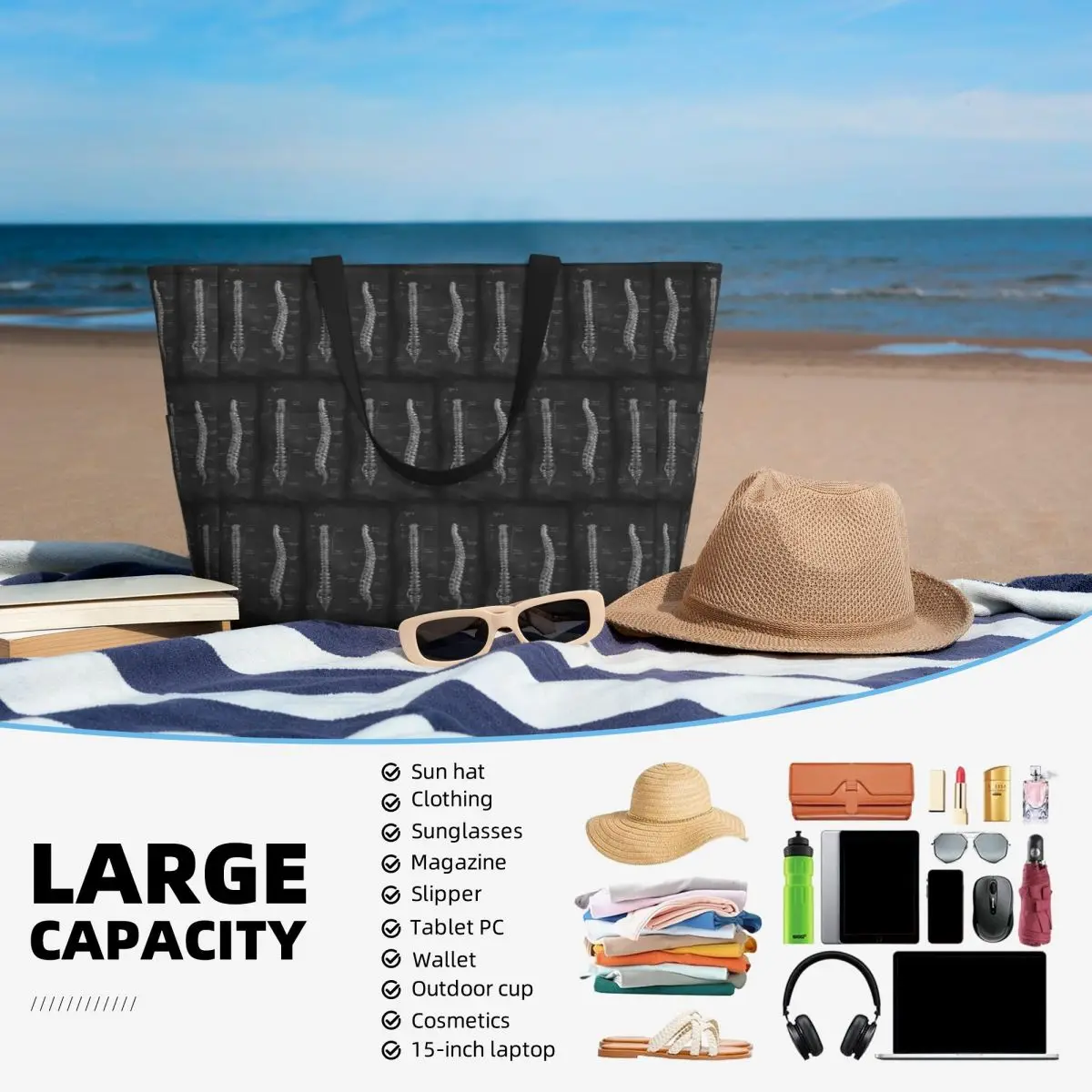 Borsa tote grande da donna con - Yoga Anatomy Of Fitness recensione e prezzo